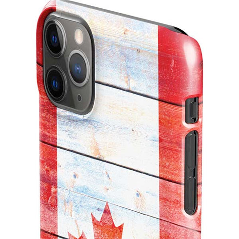 Canada Flag Light Wood iPhone 11 Pro Max Lite Case